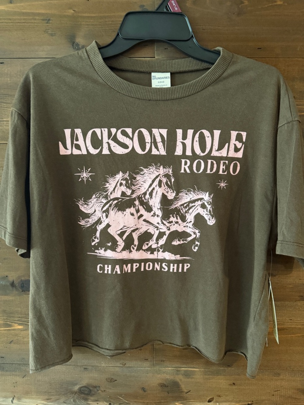 No Boundaries Brown Tee with Pink Graphic